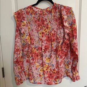 Floral Pink Ruffle Blouse